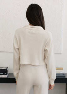 organic thermal keyhole long sleeve in coconut milk rear view